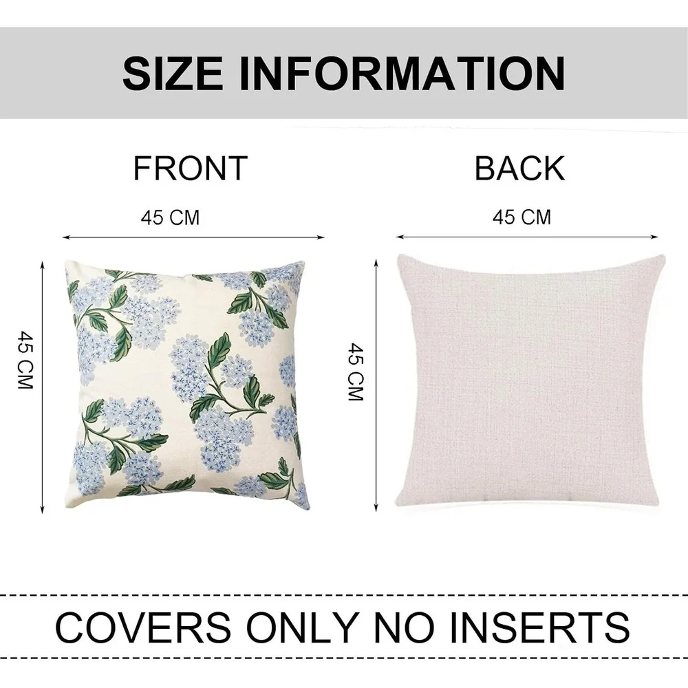 Set Of 2 Throw Pillowcase Floral Cotton Linen Blend With Miulee Pillows New